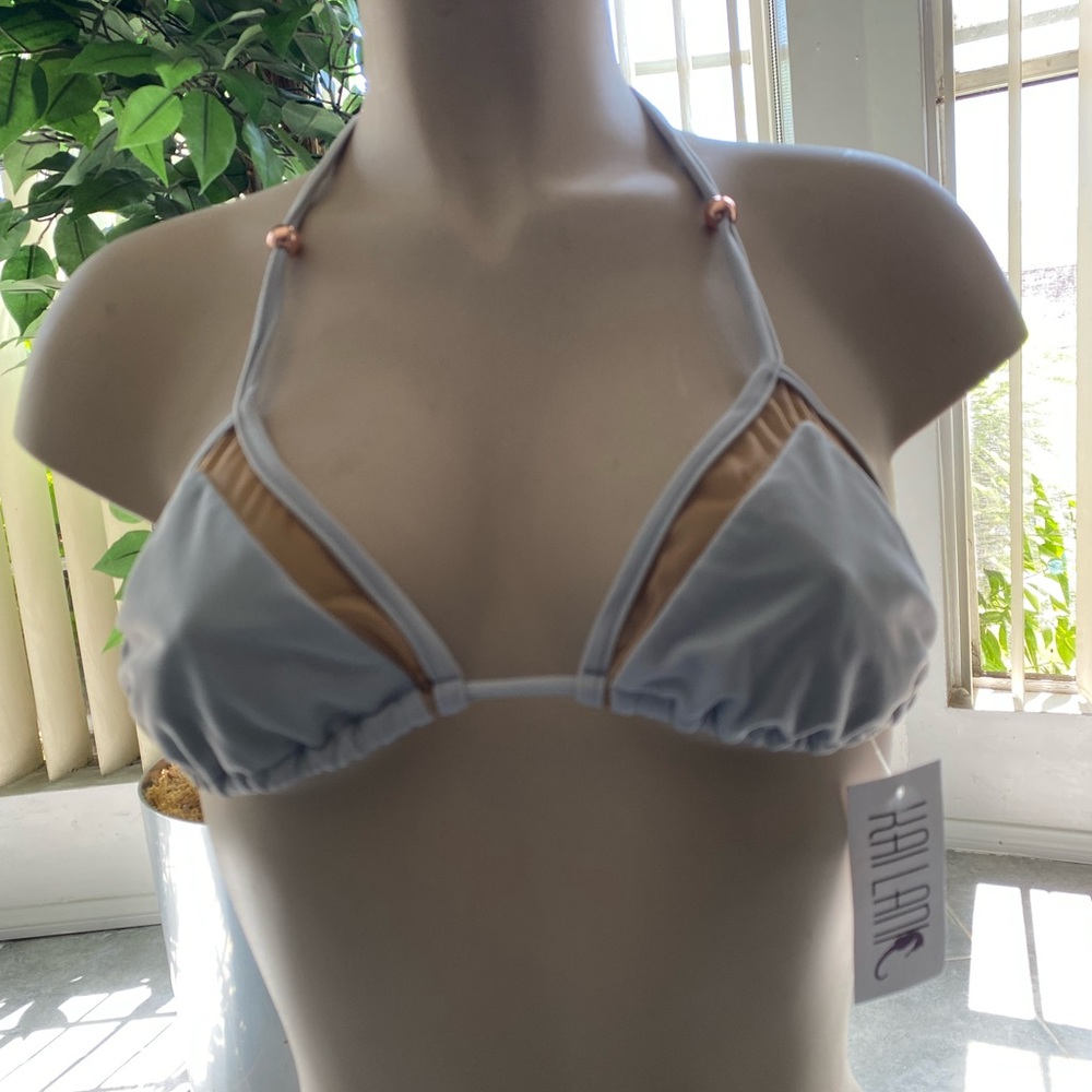 Classy Bikini Top /Partially Mesh/Pewter Blue
